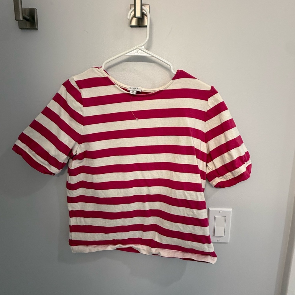 J. Crew Pink and Cream Striped Shirt